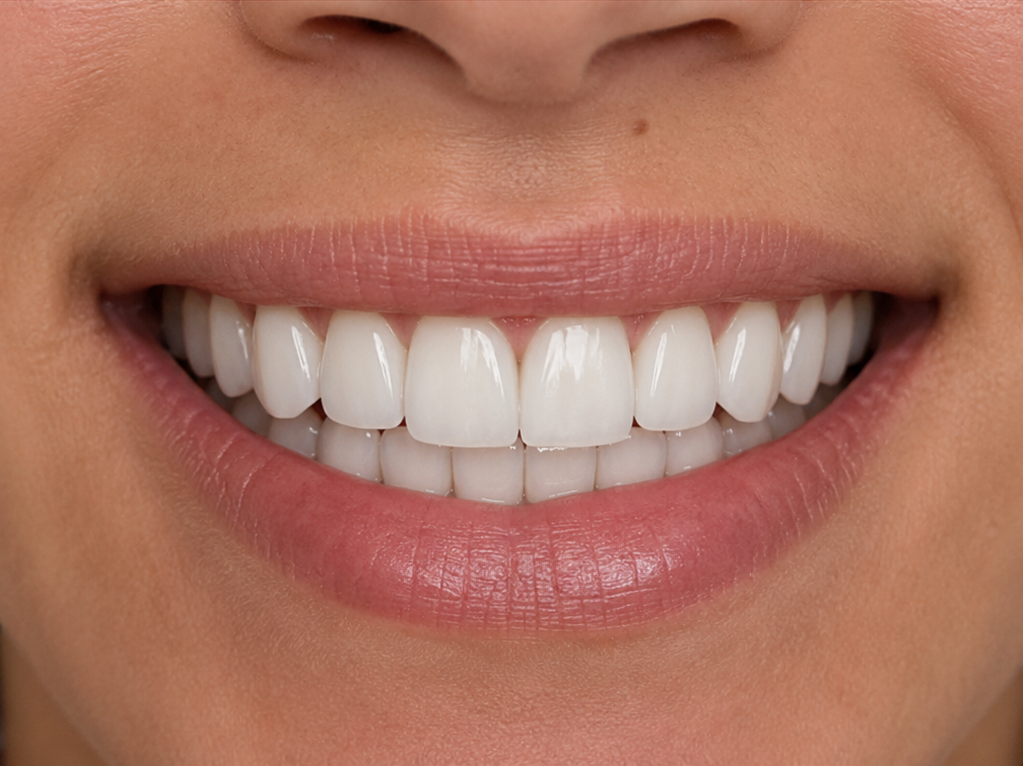 Sonrisa después del blanqueamiento y diseño de sonrisa (imagen ilustrativa)